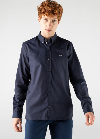 Темно-синяя кэжуал рубашка однотонная Lacoste