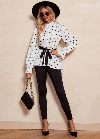 Черно-белый демисезонный комплект (блуза, леггинсы) SHEIN