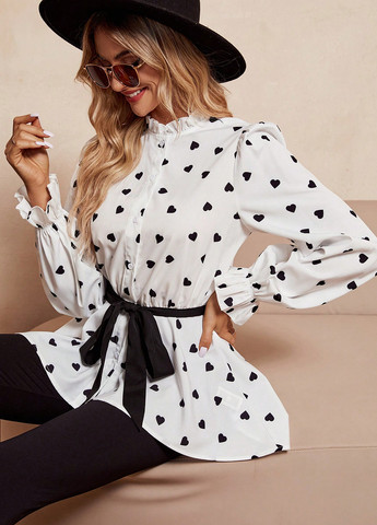 Черно-белый демисезонный комплект (блуза, леггинсы) SHEIN