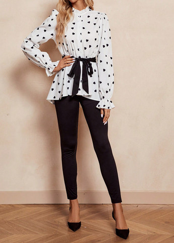 Черно-белый демисезонный комплект (блуза, леггинсы) SHEIN