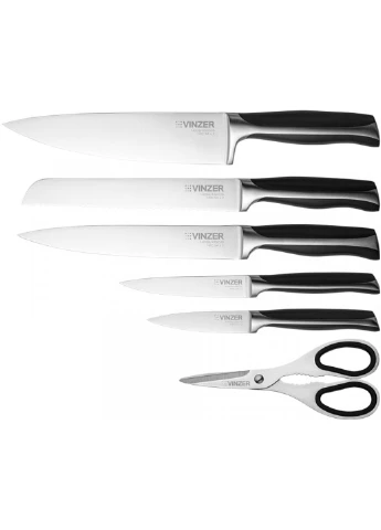Набор ножей Chef 7 предметов Vinzer чёрные, древесина