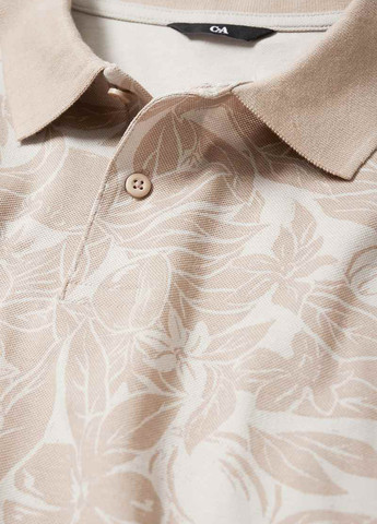 Бежевая футболка-поло для мужчин C&A с цветочным принтом