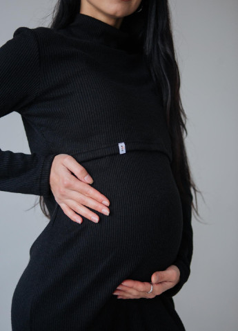 Черное платье для беременных и секретом для кормления HN
