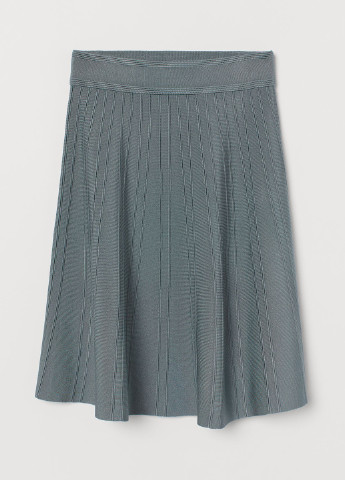 Серо-голубая кэжуал однотонная юбка H&M клешированная