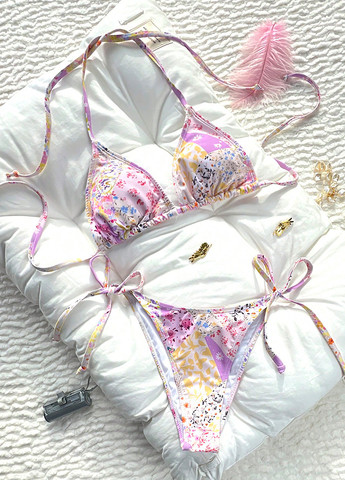 Светло-розовый летний купальник (лиф, трусики) бикини SHEIN