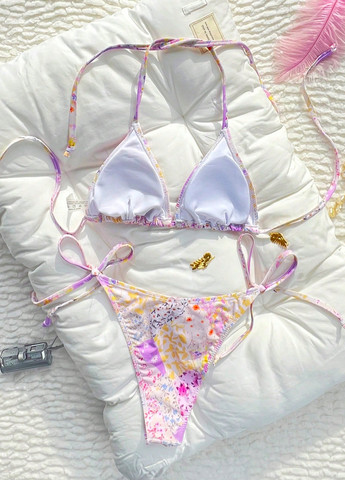 Светло-розовый летний купальник (лиф, трусики) бикини SHEIN