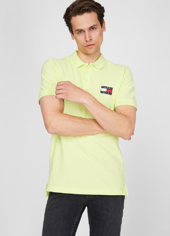 Салатовая футболка-поло для мужчин Tommy Hilfiger однотонная