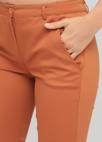 Терракотовые кэжуал демисезонные укороченные, зауженные брюки Bebe Plus