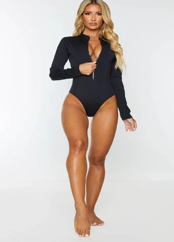 Черный демисезонный купальник PrettyLittleThing