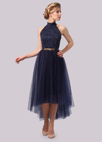 Темно-синя коктейльна сукня, сукня пачка Agata Webers однотонна