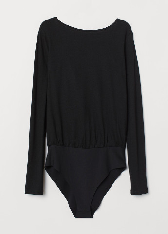 Боди H&M блуза-боди однотонные чёрные кэжуалы трикотаж, вискоза