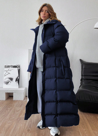 Темно-синя зимня куртка куртка-пальто SHEIN