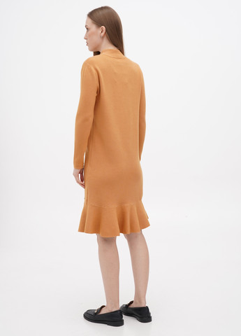 Светло-коричневое кэжуал платье платье-свитер LF Women однотонное