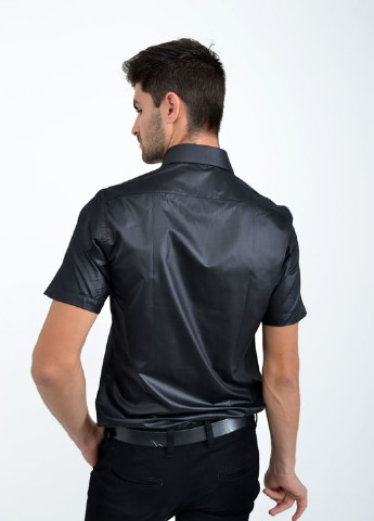 Черная кэжуал рубашка однотонная Pier Pasonili с коротким рукавом