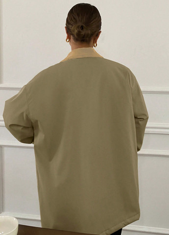 Оливковое (хаки) демисезонное Пальто SHEIN