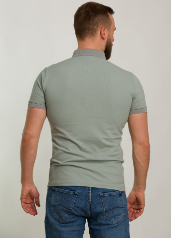 Серо-зеленая футболка-поло для мужчин Trend Collection однотонная
