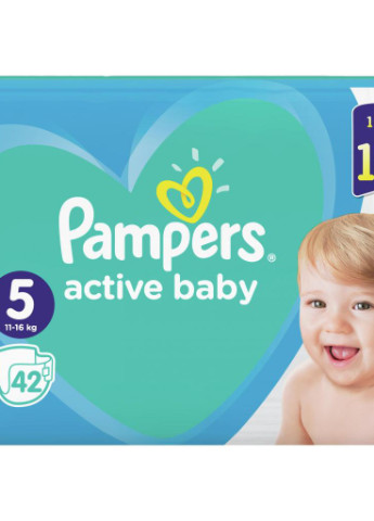 Подгузник Active Baby Junior Размер 5 (11-16 кг), 42 шт. (8001090950178) Pampers (207383818)