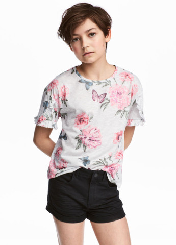 Сіра літня футболка з коротким рукавом H&M