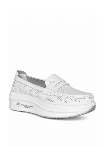 Белые мокасины ALLSY с логотипом, с перфорацией