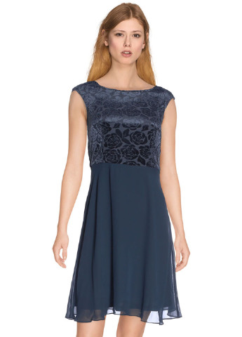 Темно-синее кэжуал платье клеш Esprit с цветочным принтом