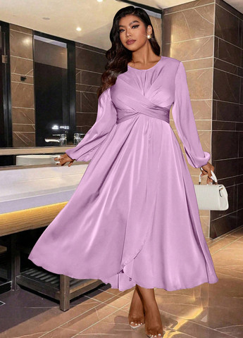 Бузкова вечірня, святковий сукня на запах, кльош SHEIN однотонна