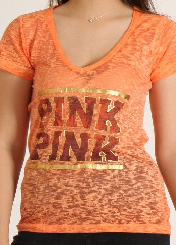 Оранжевая летняя футболка Pink