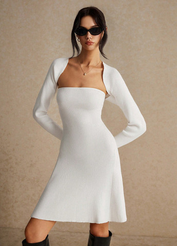 Білий кежуал комплект (болеро, сукня) а-силует SHEIN однотонна