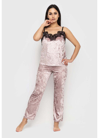 Рожевий демісезонний комплект халат + майка + брюки Ghazel