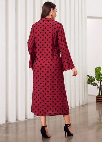 Красное кэжуал платье а-силуэт SHEIN с геометрическим узором