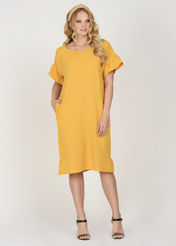 Желтое кэжуал платье Miledi однотонное