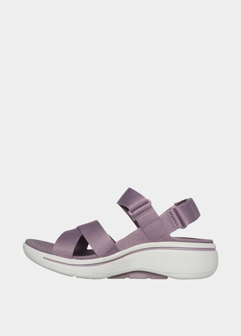 Светло-фиолетовые босоножки Skechers на липучке с логотипом, с белой подошвой