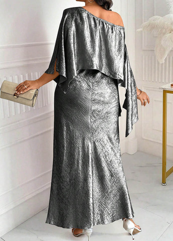 Срібна святковий, вечірня сукня годе SHEIN