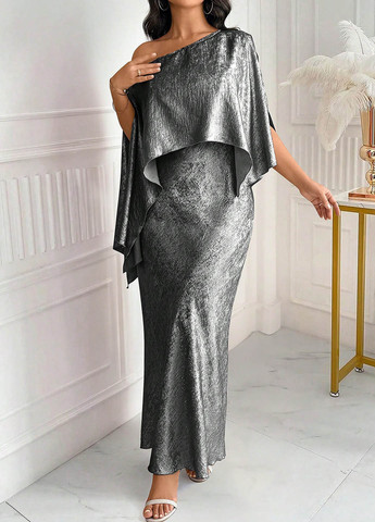 Срібна святковий, вечірня сукня годе SHEIN