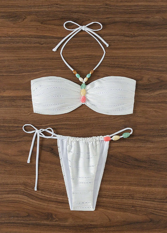 Белый летний купальник (лиф, трусики) раздельный, бандо SHEIN