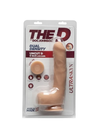 Фалоімітатор The D - Uncut D - 9 Inch With Balls ULTRASKYN, діаметр 4,5 см, необрізаний Doc Johnson (255073362)