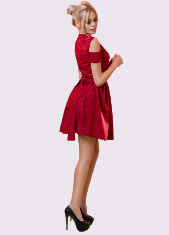 Бордовое коктейльное платье клеш Modna Anka однотонное