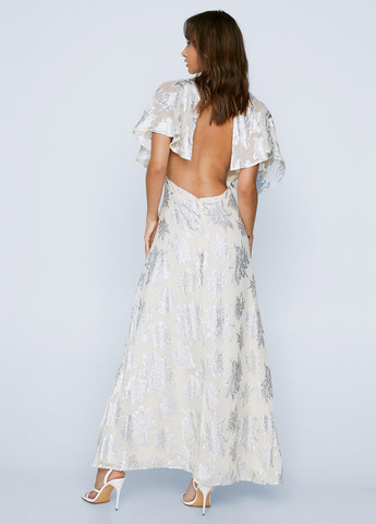 Білий вечірня сукня а-силует, з відкритою спиною Nasty Gal з квітковим принтом
