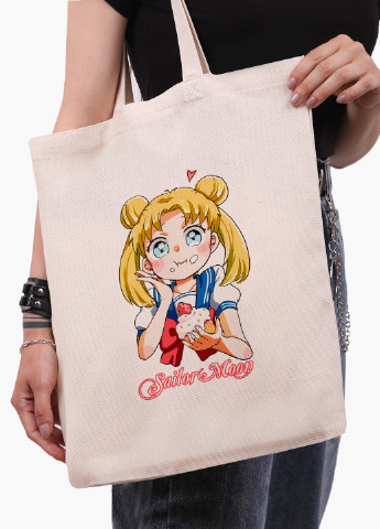 Еко сумка шоппер біла Сейлор Мун (Sailor Moon) (9227-2917-WT-1) екосумка шопер 41*35 см MobiPrint (224806108)