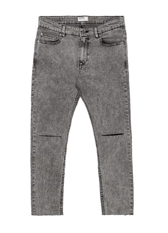 Серые демисезонные укороченные, зауженные джинсы Pull & Bear