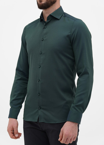 Темно-зеленая кэжуал рубашка однотонная OLYMP Level Five