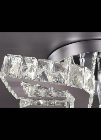 Люстра стельова кришталева LED з пультом C1877 / 400 Хром 17х40х40 см. Handmade (234538369)
