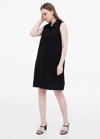 Черное кэжуал платье рубашка Garnet Hill однотонное