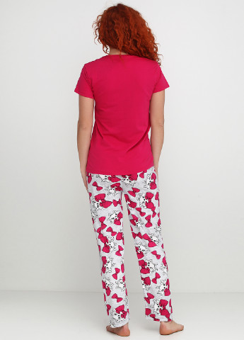 Малиновая всесезон пижама (футболка, брюки, маска для сна) Rinda Pijama