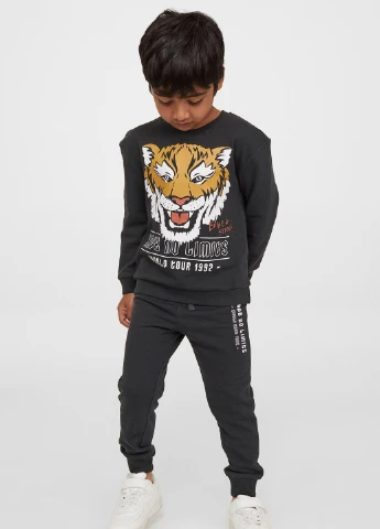 H&M світшот демісезон,чорний з принтом, чорний