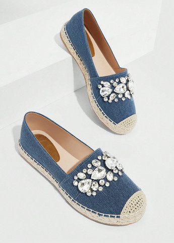 Синие туфли SHEIN однотонный камни, джут, плетение (338187379)