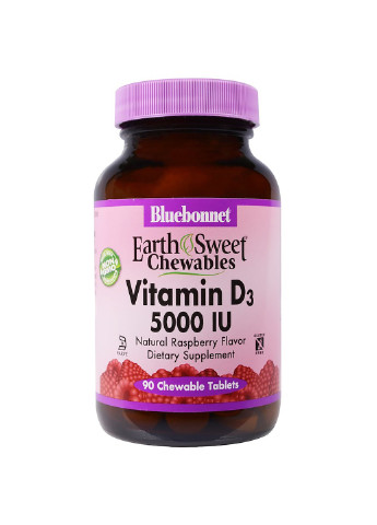 Витамин Д3 Vitamin D3 400 IU 90 жевачек Малина Bluebonnet Nutrition (255409423)