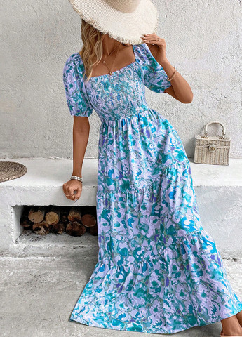 Синя кежуал сукня а-силует SHEIN з квітковим принтом