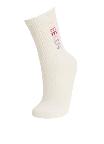 Шкарпетки (3 пари) DeFacto написи білі повсякденні