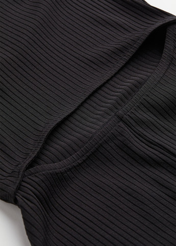 Комбинезон H&M комбинезон-шорты однотонный чёрный кэжуал трикотаж, полиэстер