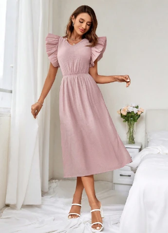 Рожева кежуал сукня з відкритою спиною SHEIN однотонна
